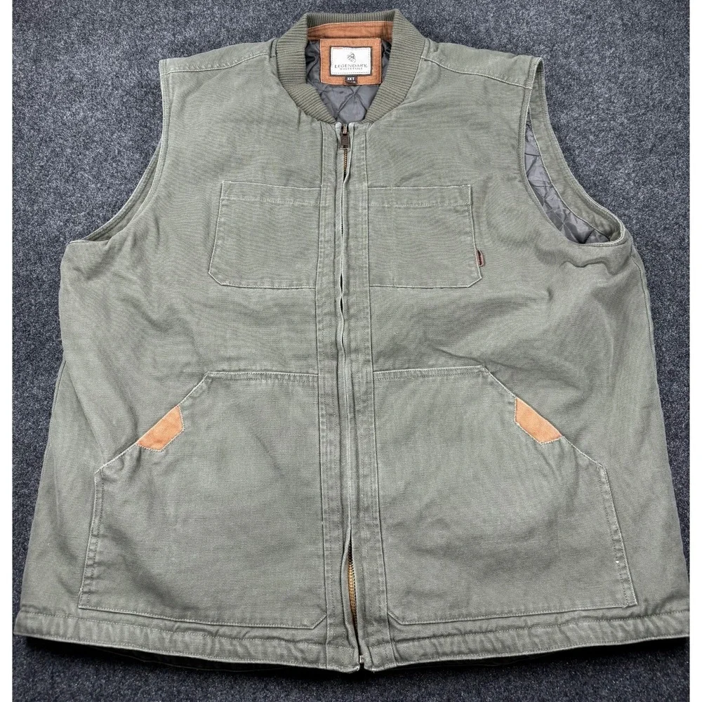 Legendary Whitetails Duck Canvas Quilted Lined Work Vest Green 3XT Tall - Picture 2 of 6